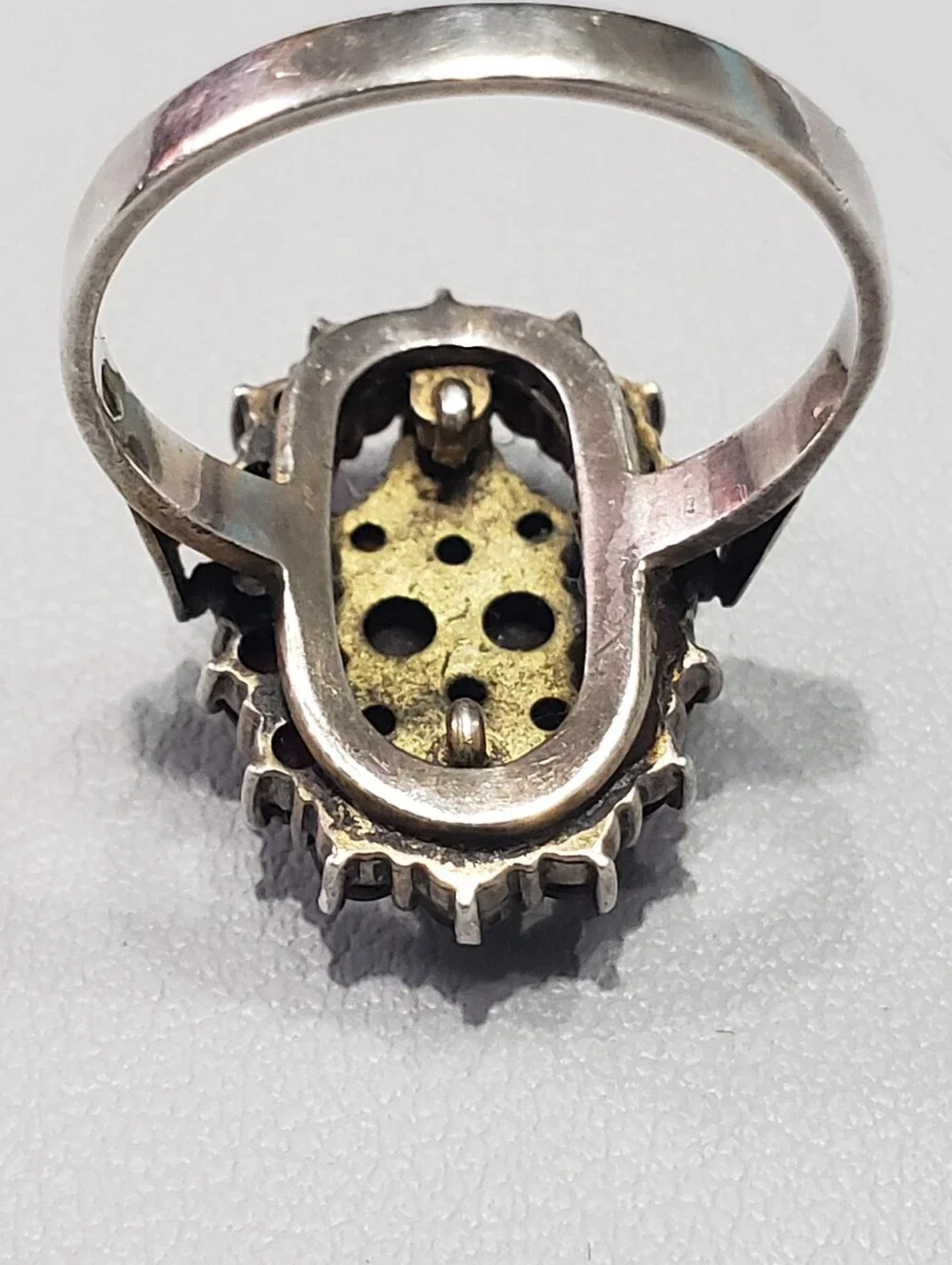 Austro-Hungarian bohemian garnet Cluster 900 sterling silver ring